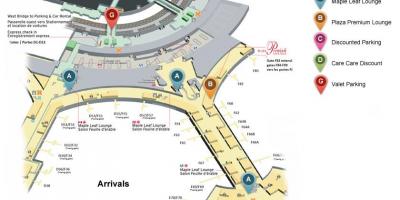 Carte terminal d'arrivées aéroport Pearson Toronto