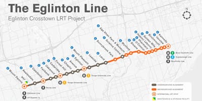Carte Toronto métro projet de ligne Eglinton