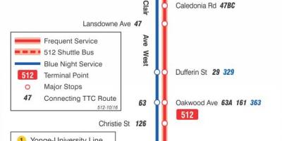 Carte tramway ligne 512 St. Clair