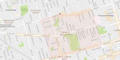 Carte Trinity–Bellwoods quartier Toronto