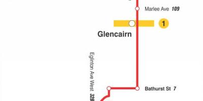 Carte TTC ligne bus 14 Glencairn Toronto