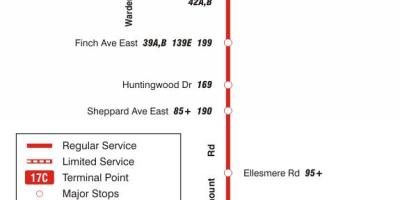 Carte TTC ligne bus 17 Birchmount Toronto