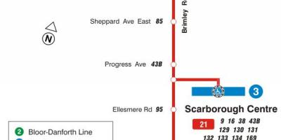 Carte TTC ligne bus 21 Brimley Toronto