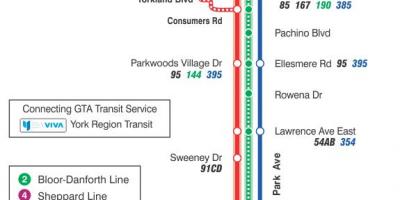Carte TTC ligne bus 24 Victoria Park Toronto