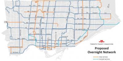 Carte TTC réseau de nuit Toronto